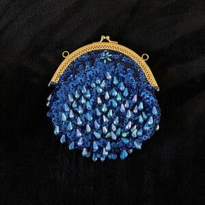 Vintage Iridescent Beaded Sequins Formal Evening Cocktail Clutch